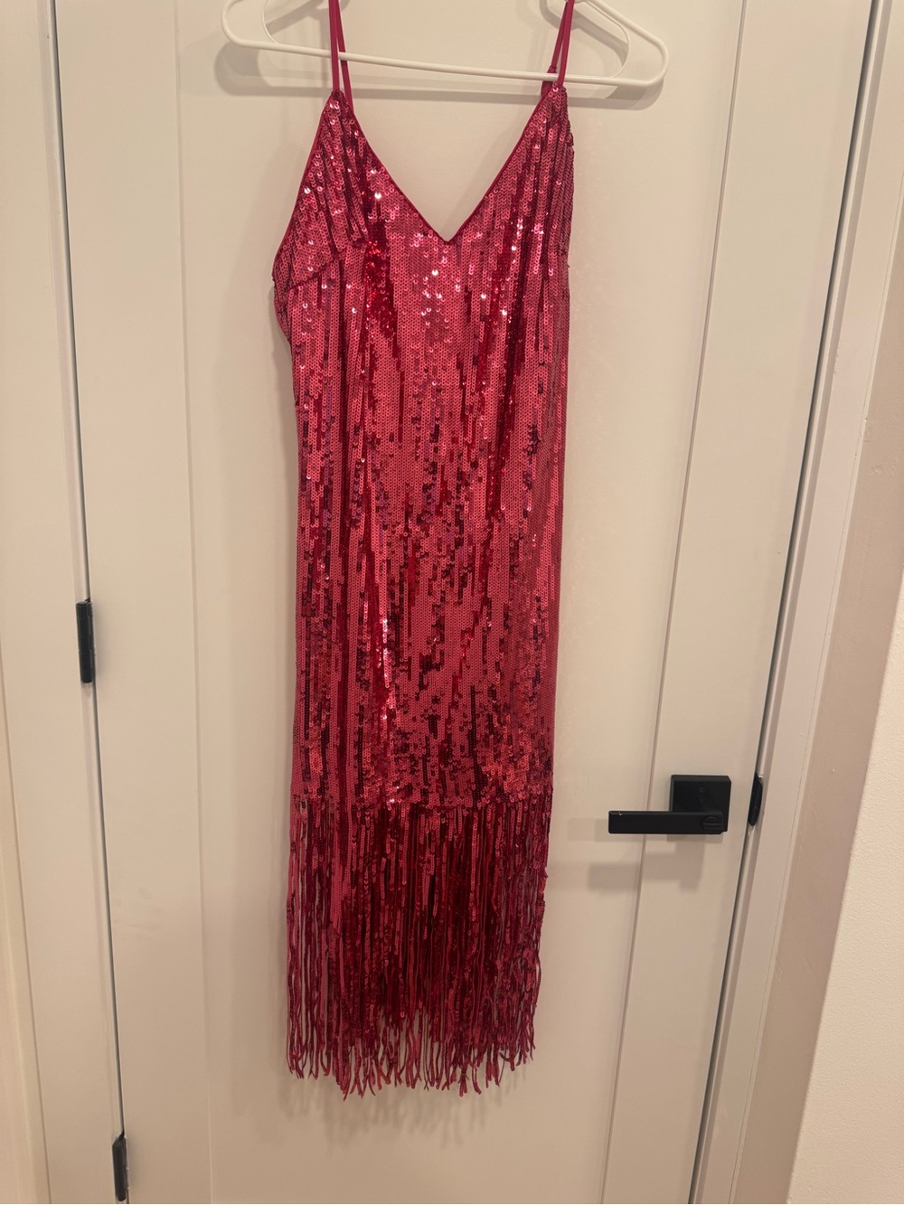 H&M Hot Pink Sequin Slip Dress with Fringe Detail - Picture 2 of 3